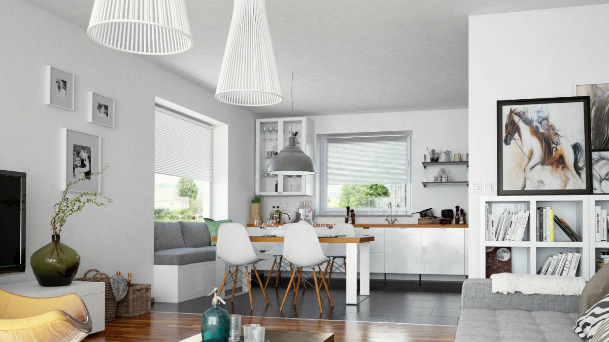 Aranżacja salonu z jadalnią