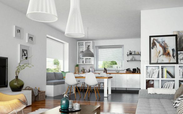 Aranżacja salonu z jadalnią